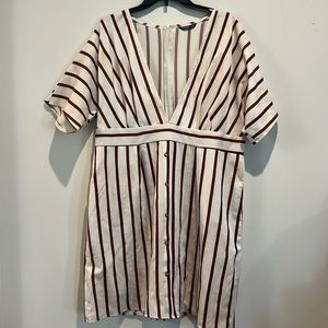 V neck paper sack dress